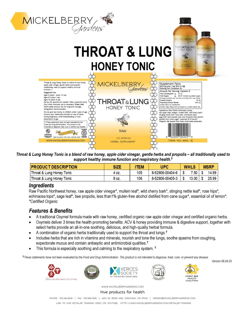 Throat & Lung Honey Tonic – Organic Herbal Remedy